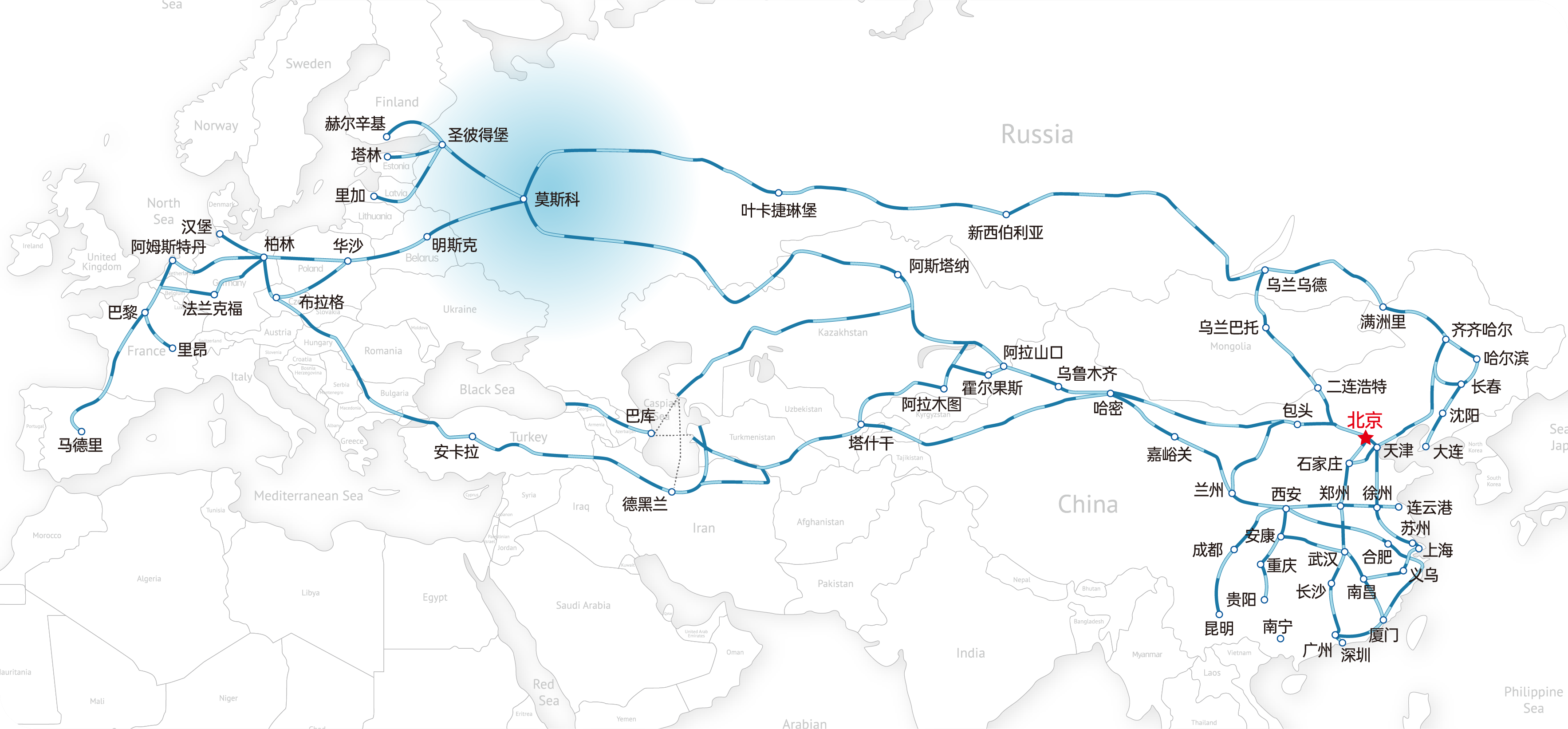 中欧班列地图